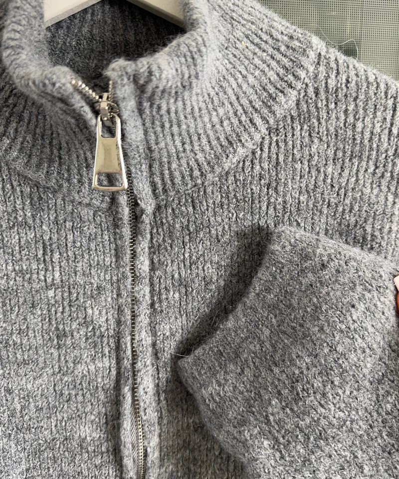 Zip Strickjacke Helena Uni Grau