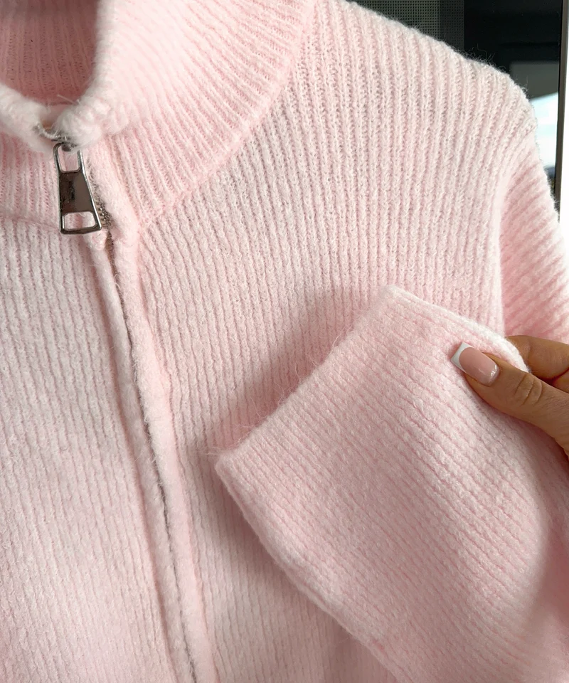 Zip Strickjacke Helena Uni Hellrosa