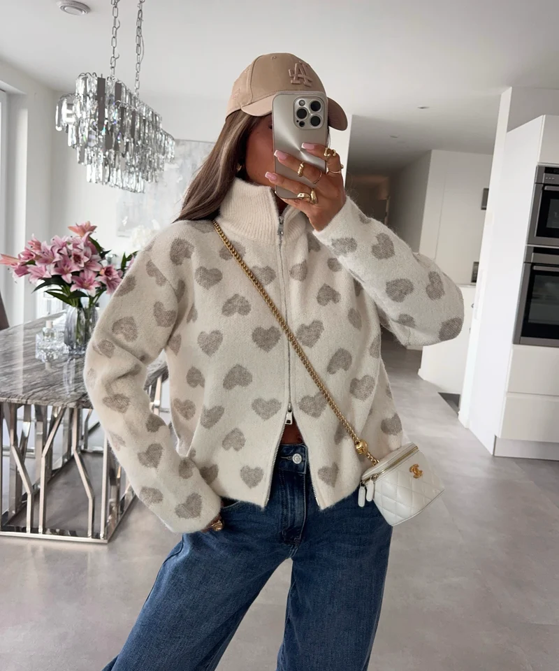 Zip Jacke Pia Herz Beige