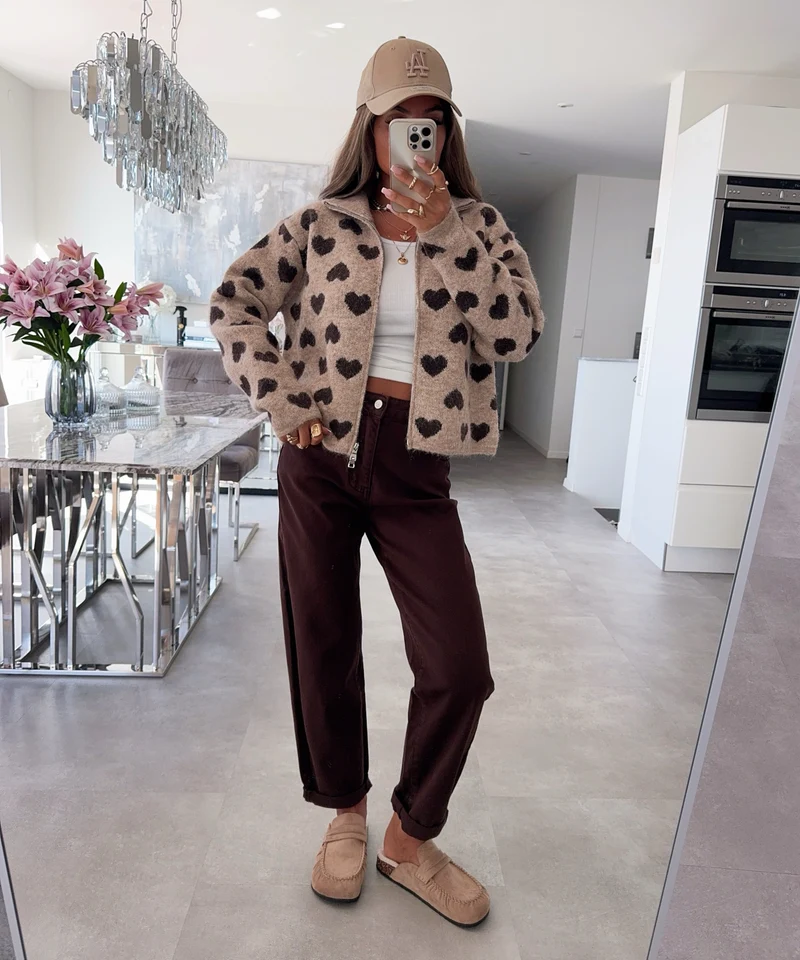 Zip Jacke Pia Herz Taupe