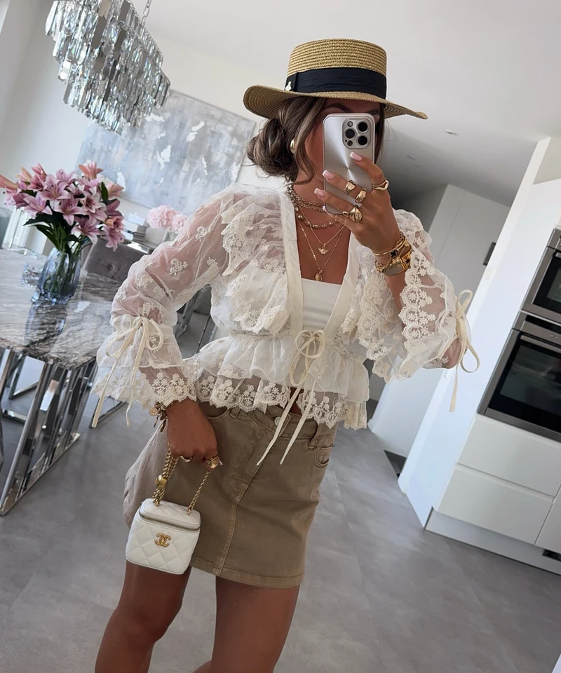 Spitzen Bluse Noelia Creme