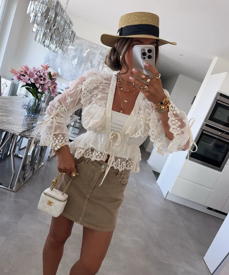 Spitzen Bluse Noelia Creme