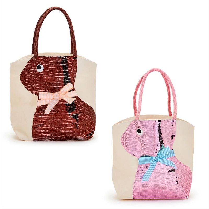 Two's Company Sequin Bunny Tote Bag