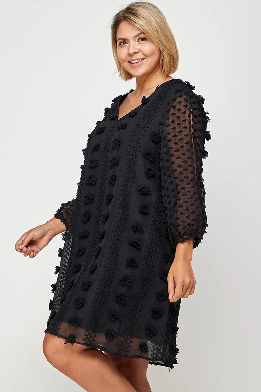 IBstylish brand Pom Novelty Fabric Dress-Plus