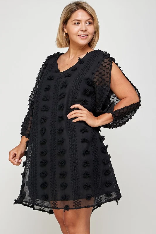 IBstylish brand Pom Novelty Fabric Dress-Plus