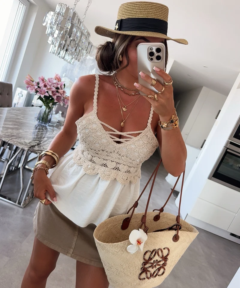 Häkel Top Stella Beige