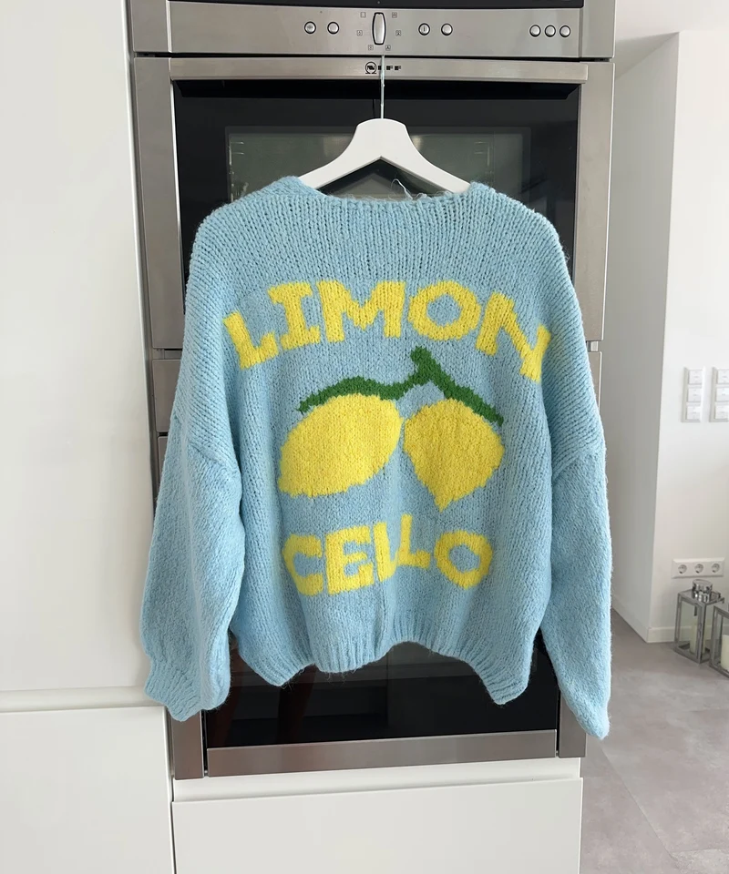 Print Cardigan Limoncello Hellblau