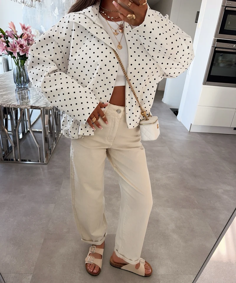 Polka Dots Jacke Pia Weiß