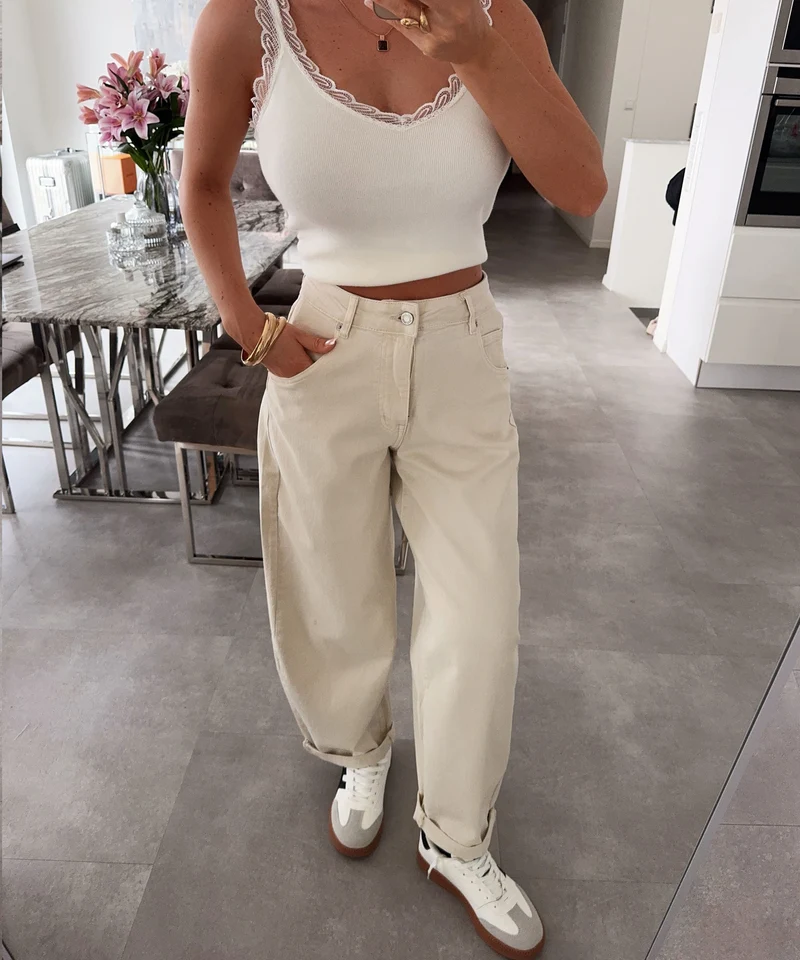 Stretch Balloon Jeans Ronya Creme
