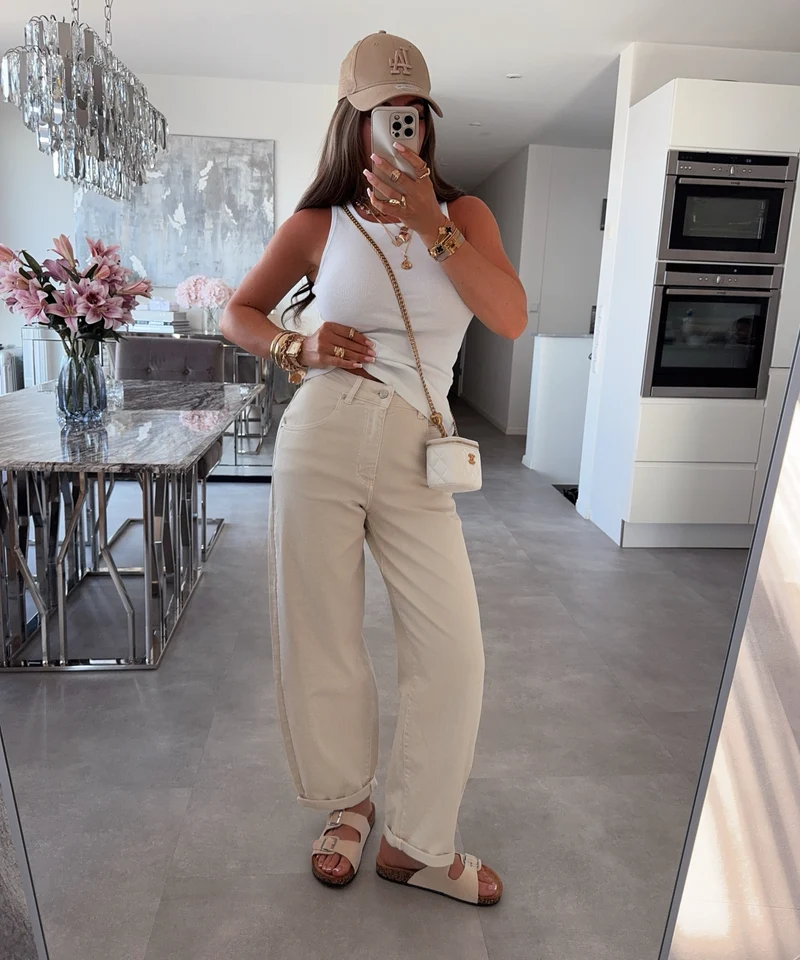 Stretch Balloon Jeans Ronya Creme