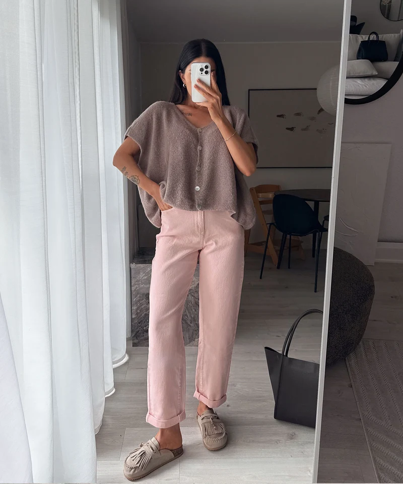 Stretch Mom Jeans Leava Rosa
