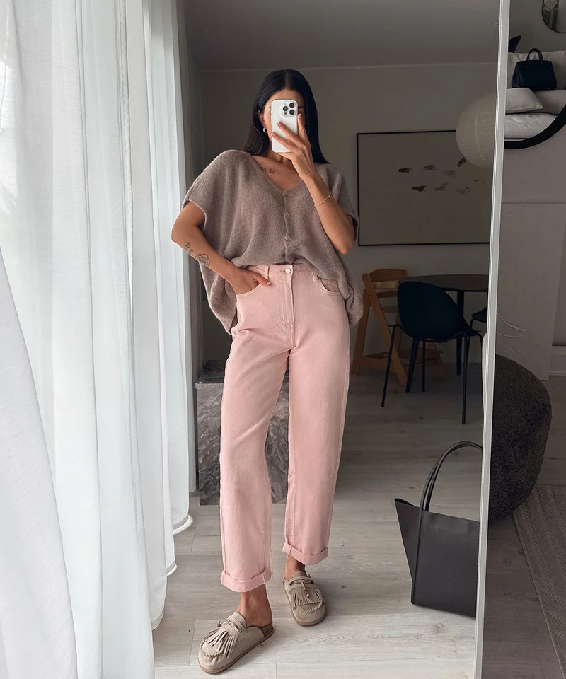 Stretch Mom Jeans Leava Rosa