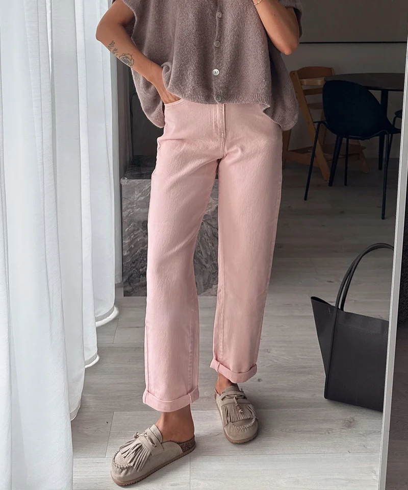 Stretch Mom Jeans Leava Rosa