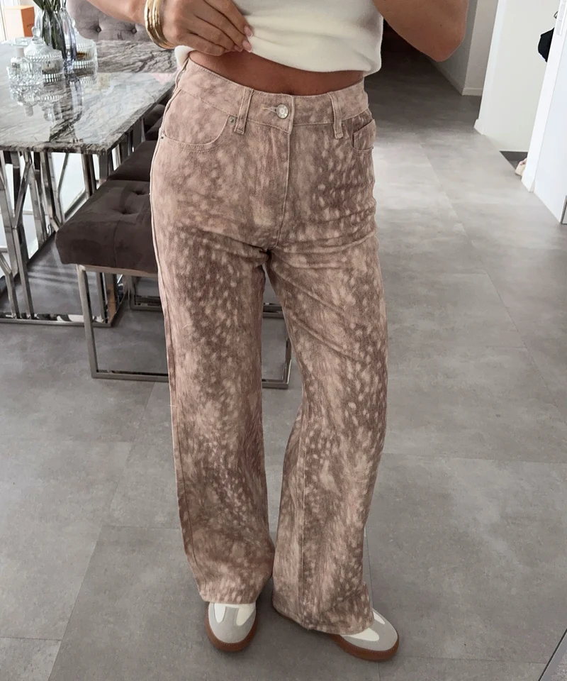Stretch Straight Leg Jeans Sandria Beige