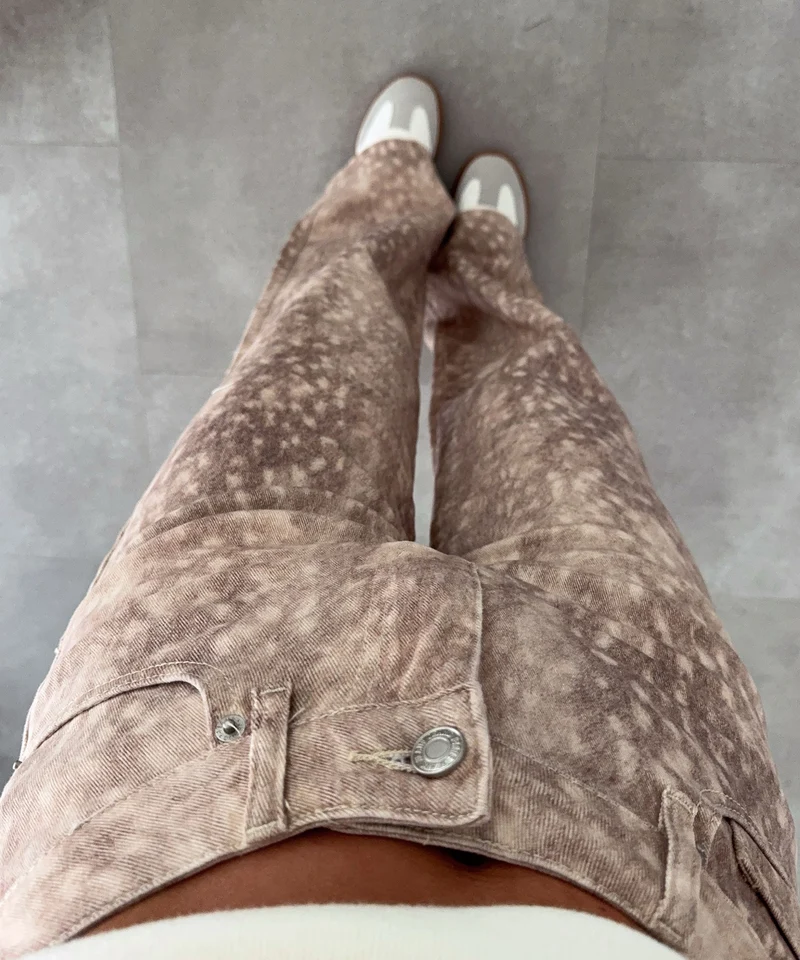 Stretch Straight Leg Jeans Sandria Beige