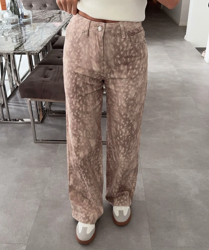 Stretch Straight Leg Jeans Sandria Beige