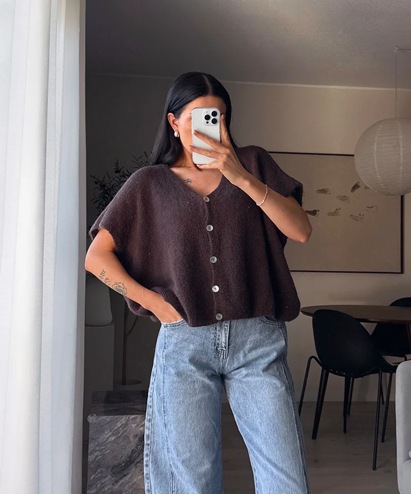 Kurzarm Cardigan Liz Dunkelbraun