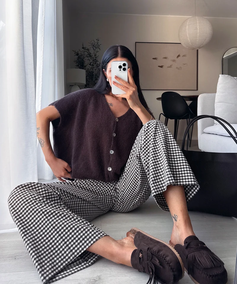 Kurzarm Cardigan Liz Dunkelbraun