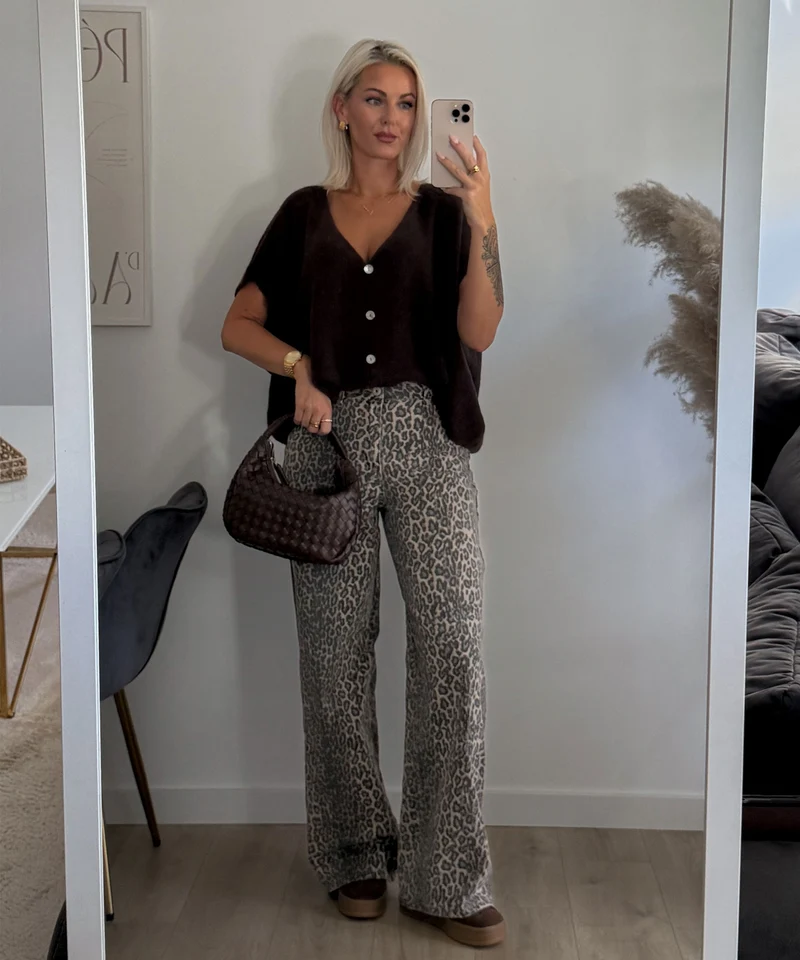 Kurzarm Cardigan Liz Dunkelbraun