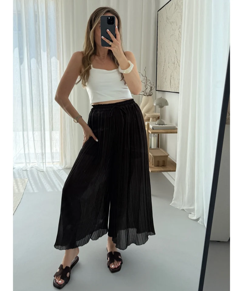 Plissee Hose Mira Schwarz