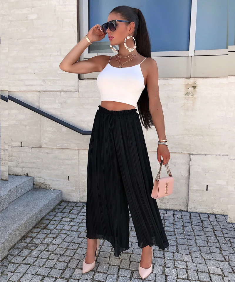 Plissee Hose Mira Schwarz