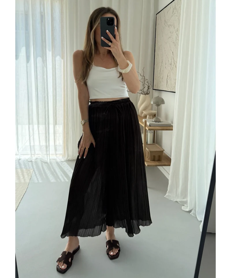 Plissee Hose Mira Schwarz