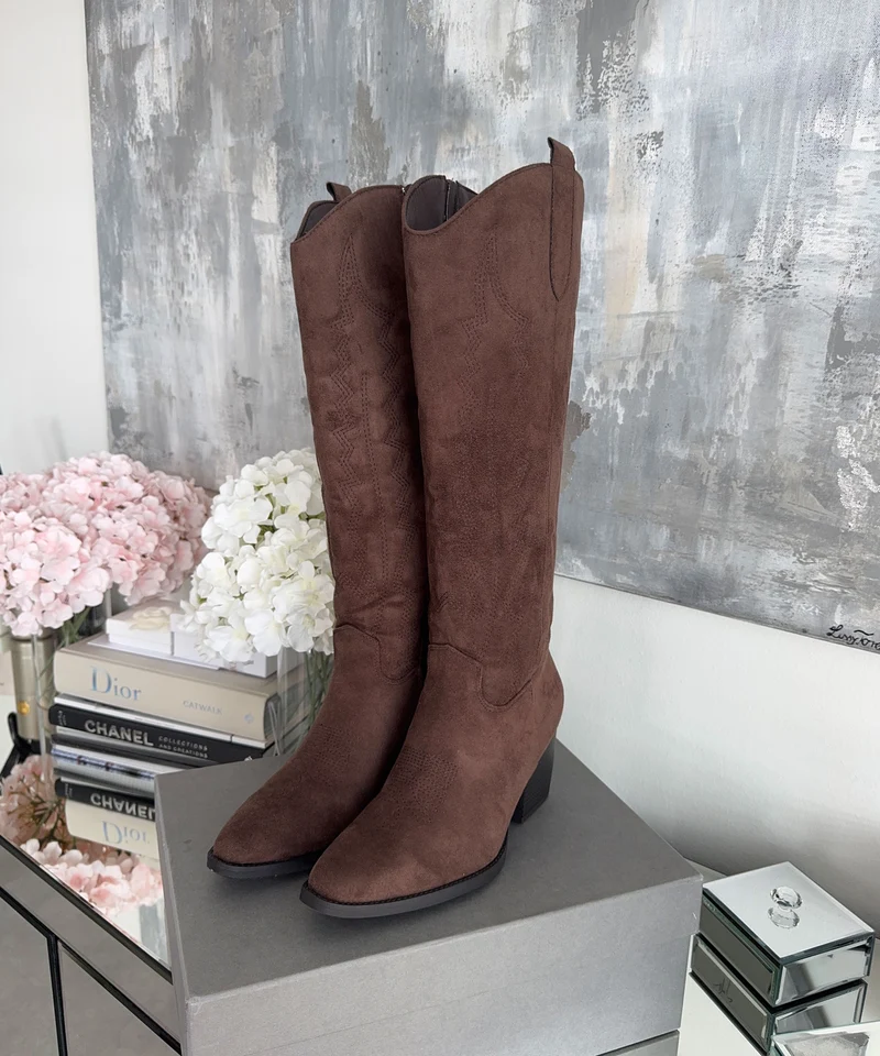 Cowboy Stiefel Selenay Dunkelbraun Hoch