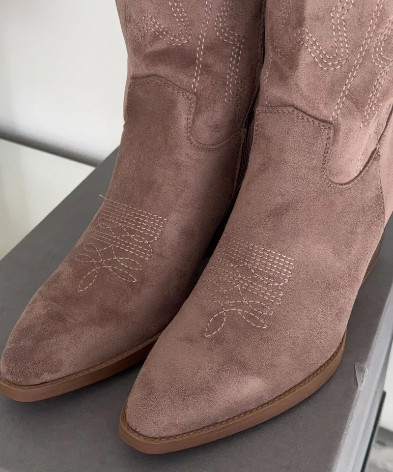 Cowboy Stiefel Selenay Taupe Hoch