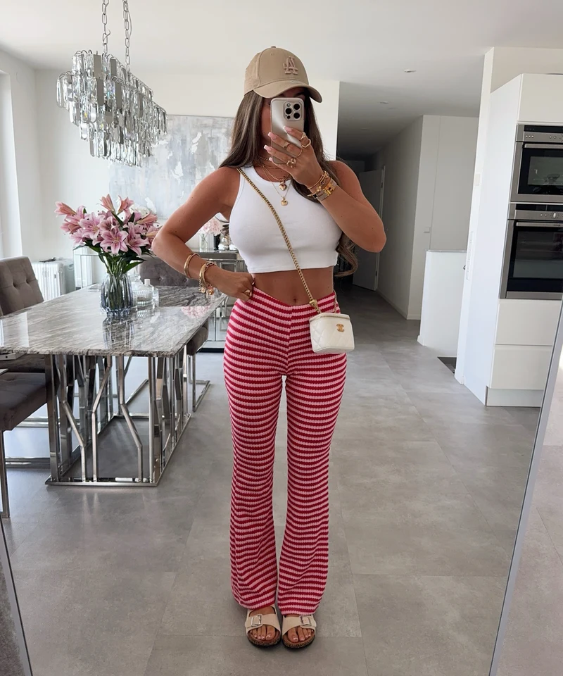 Stoffhose Miranda Streifen Rot