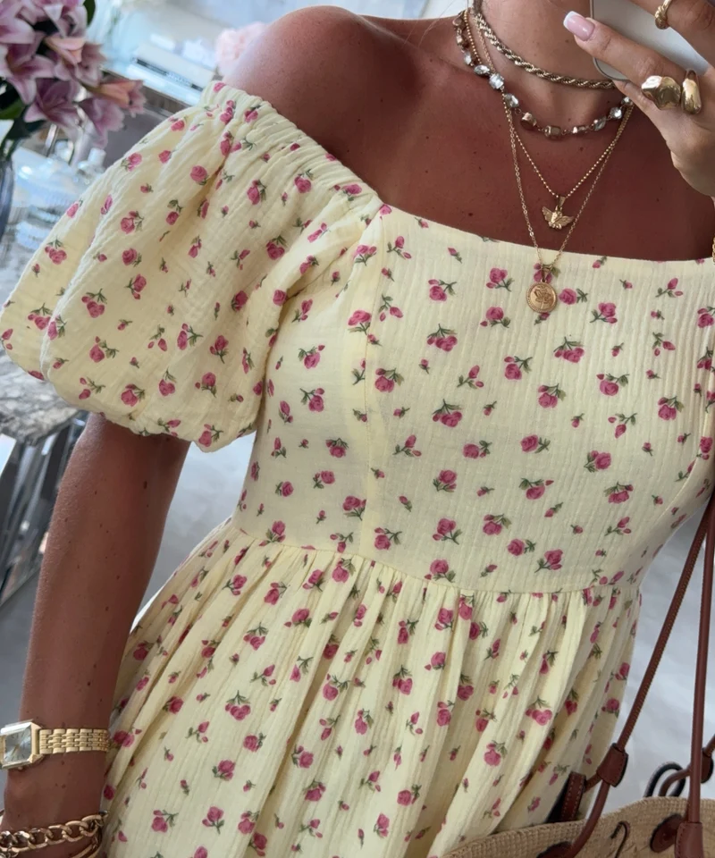 Musselin Maxi Kleid Selya Gelb