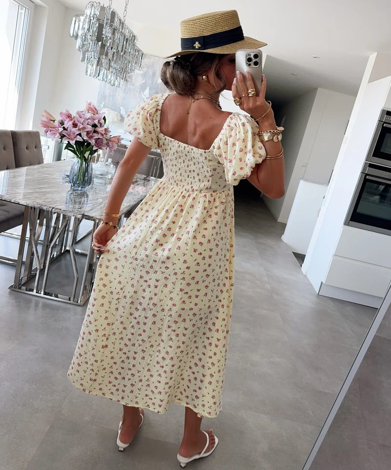 Musselin Maxi Kleid Selya Gelb
