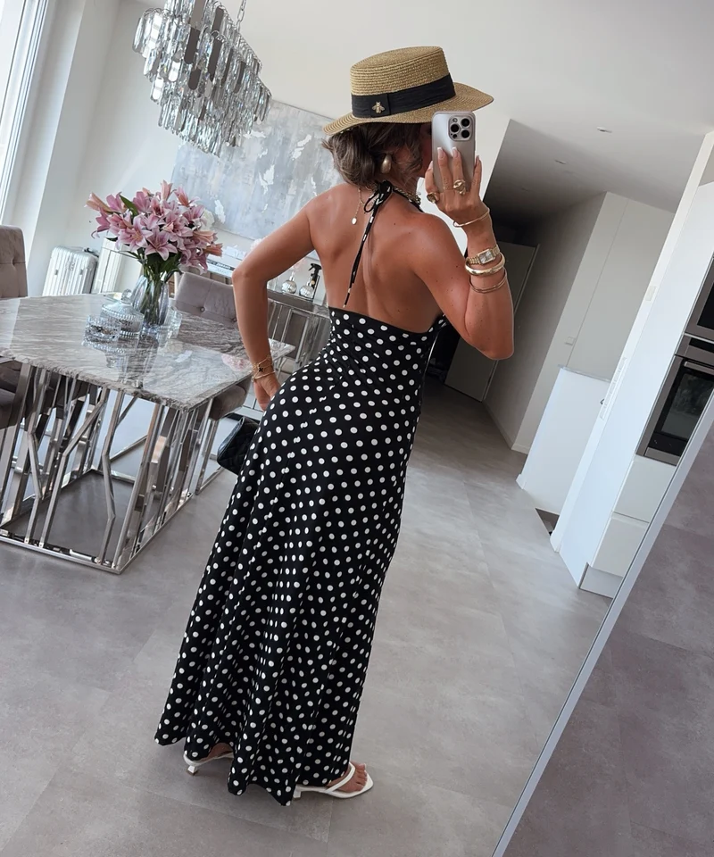 Maxi Kleid Gabriela Punkte Schwarz