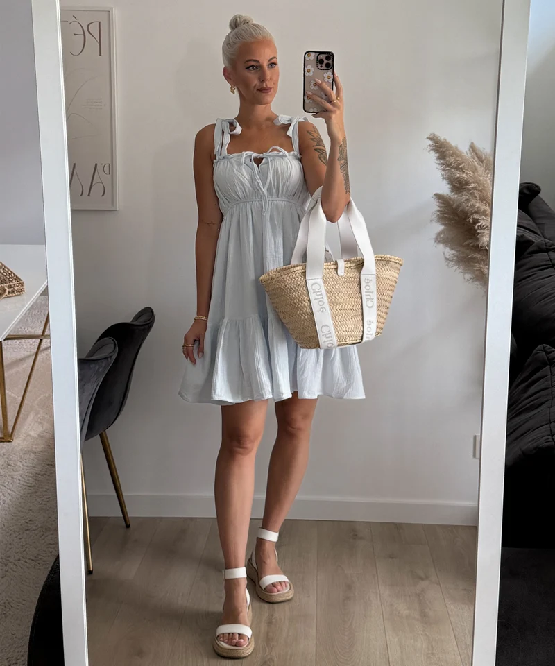 Musselin Kleid Taika Hellblau Mini