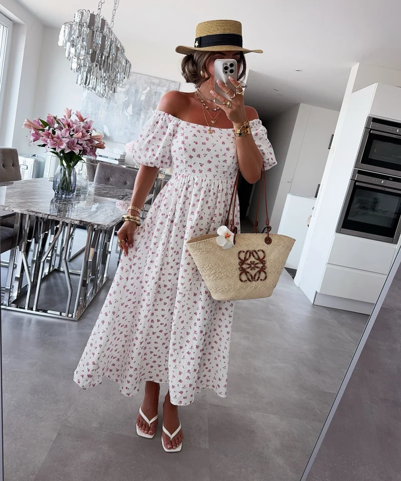 Musselin Maxi Kleid Selya Weiß