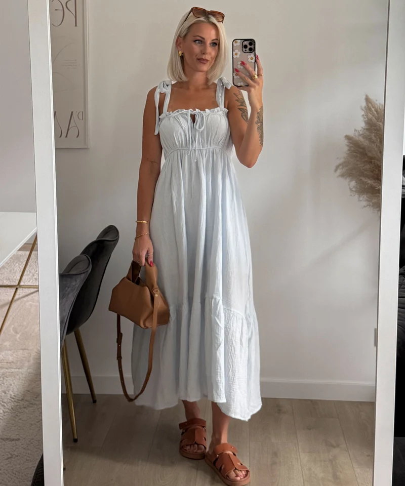 Musselin Maxi Kleid Taika Hellblau