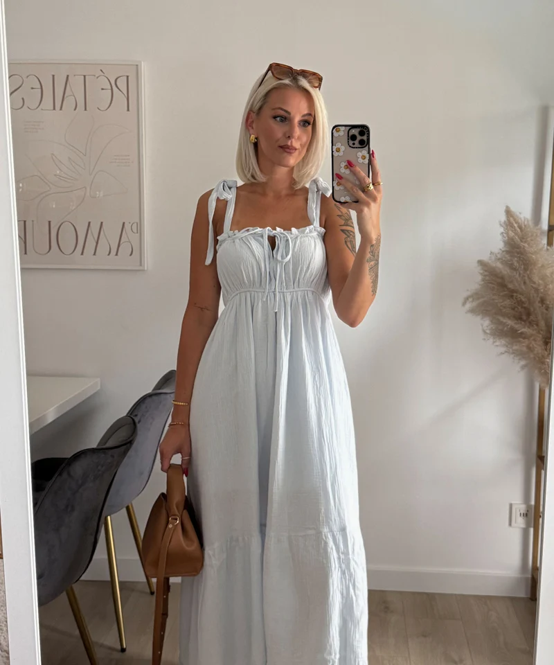 Musselin Maxi Kleid Taika Hellblau