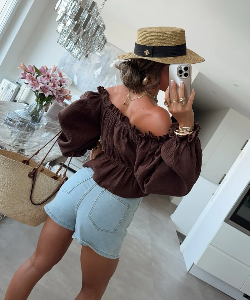 Musselin Bluse Evanthe Braun