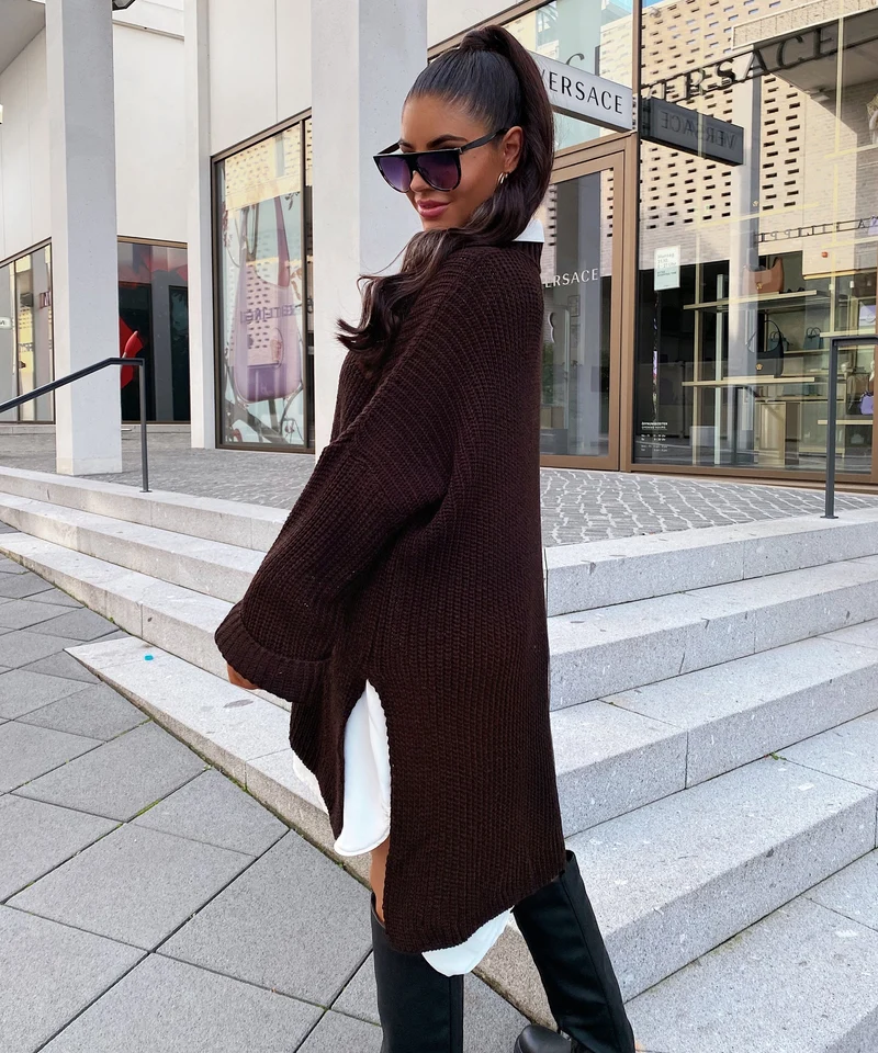 Oversize Pullover Elsa Dunkelbraun