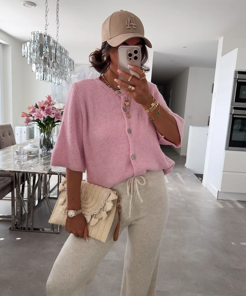 Kurzarm Strickjacke Jesse Rosa