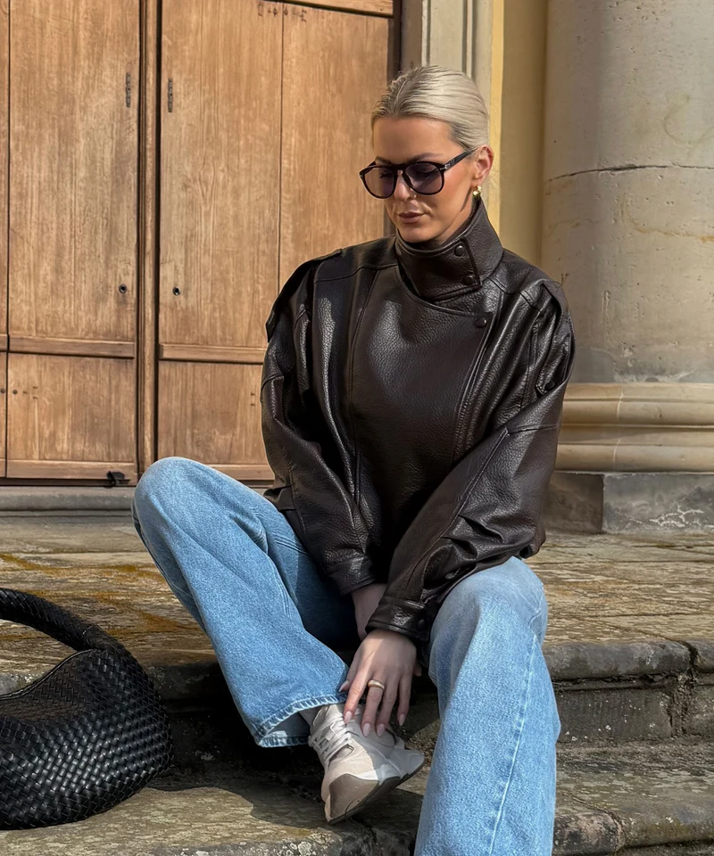 Kunstleder Jacke Rina Dunkelbraun