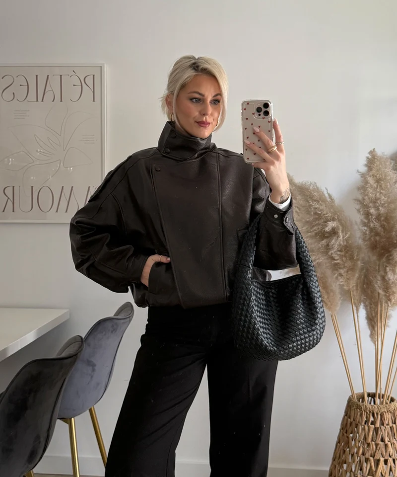 Kunstleder Jacke Rina Dunkelbraun