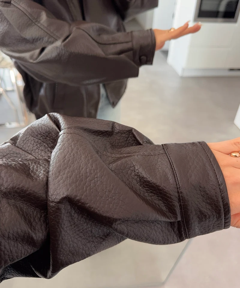 Kunstleder Jacke Rina Dunkelbraun