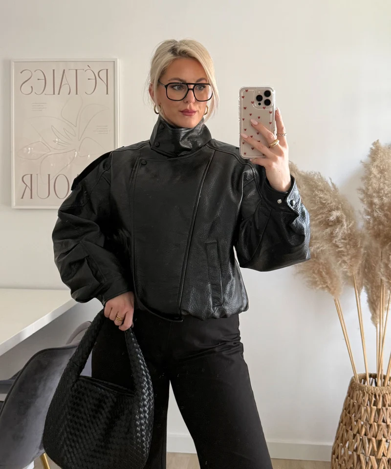 Kunstleder Jacke Rina Schwarz