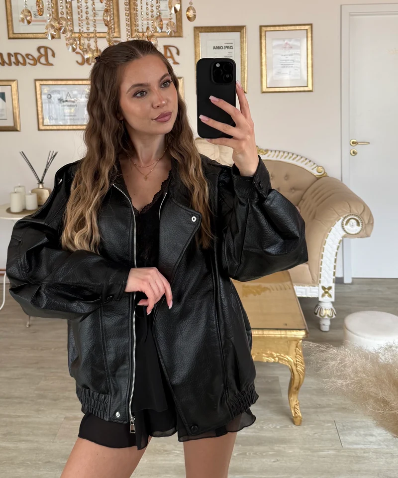 Kunstleder Jacke Rina Schwarz