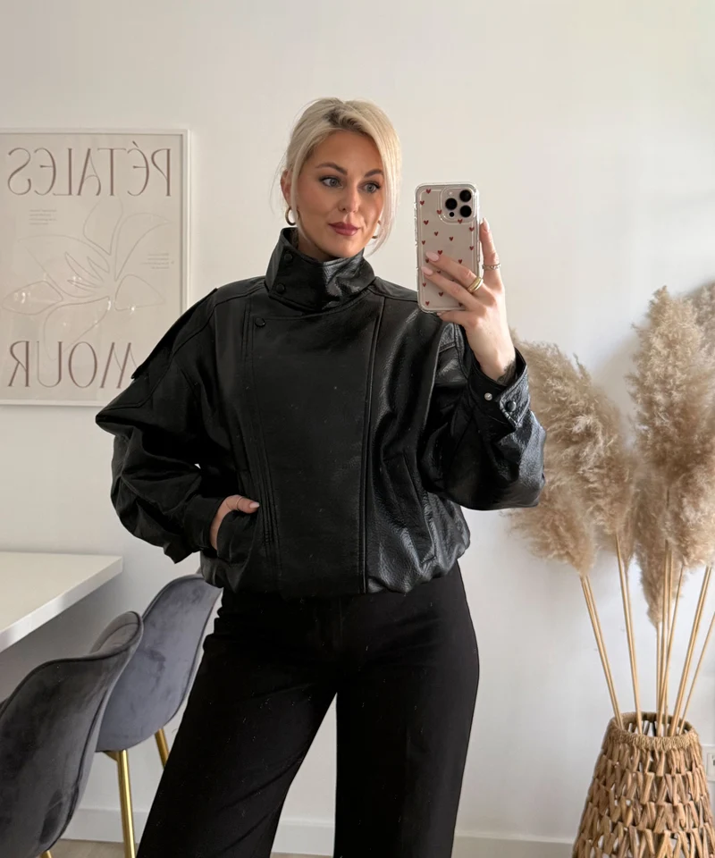 Kunstleder Jacke Rina Schwarz