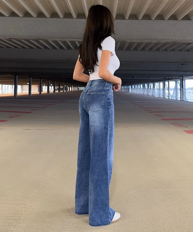Stretch Wide Leg Jeans Lillia Blau