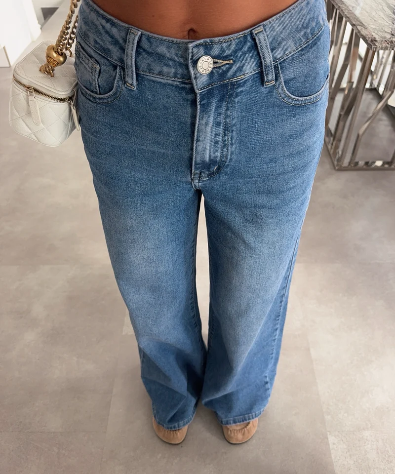 Stretch Extra Wide Leg Jeans Summer Blau