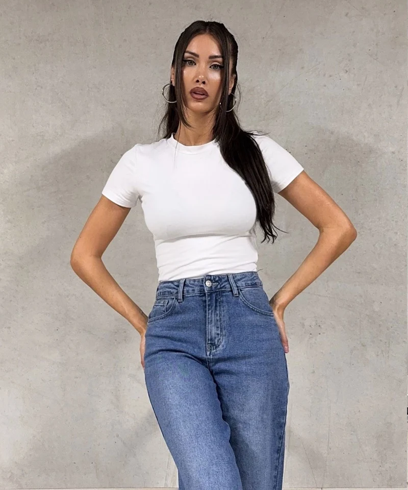 Stretch Extra Wide Leg Jeans Summer Blau