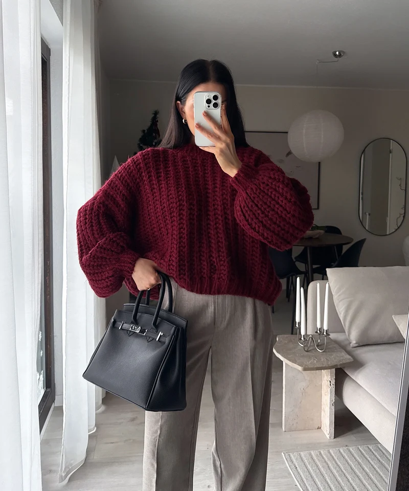 Strickpullover Mia Weinrot