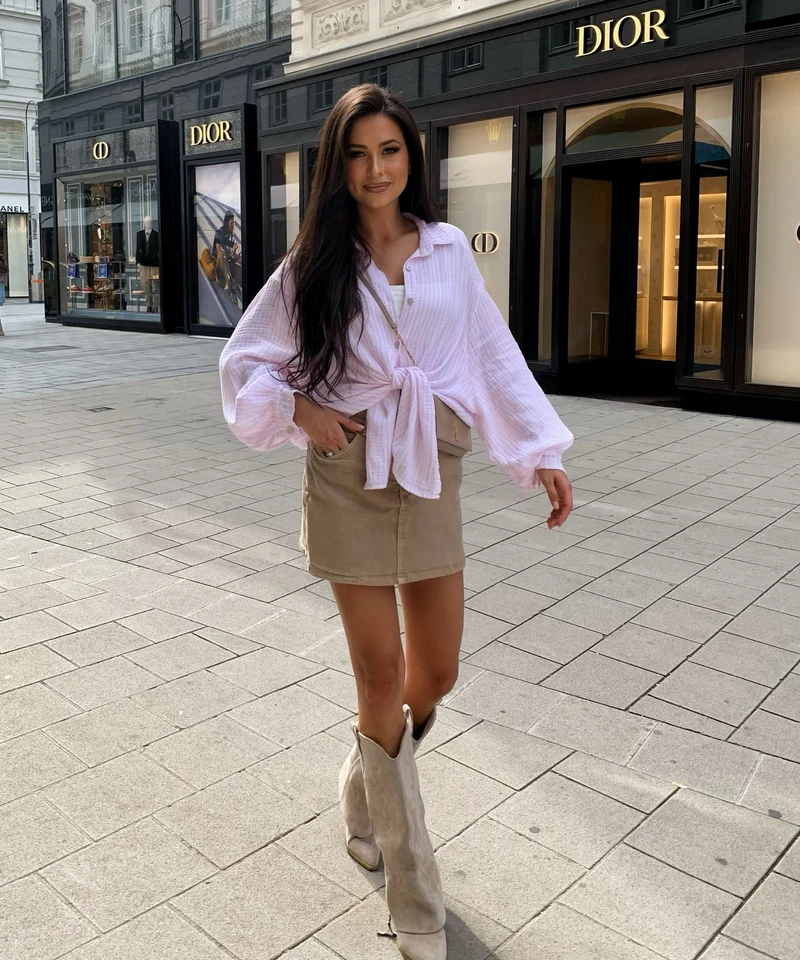 Musselin Bluse Laya Streifen Rosa